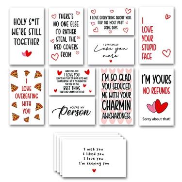 Imagem de 14 peças engraçadas mini cartões de notas de amor cartões de aniversário com envelopes, para o dia dos namorados ele seu marido esposa namorado namorada, cartão de notas de lancheira (DLM079)