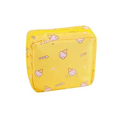 Imagem de Milageto de armazenamento de guardanapos sanitários femininos femininos com zíper reutilizáveis, laváveis, forros de enfermagem, bolsas multifuncionais, Sorvete Amarelo