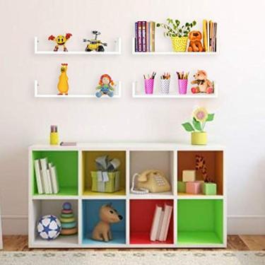 Imagem de Kit 4 Prateleiras Nichos em U 90x25 MDF Branco com Suporte Flutuante Invisível