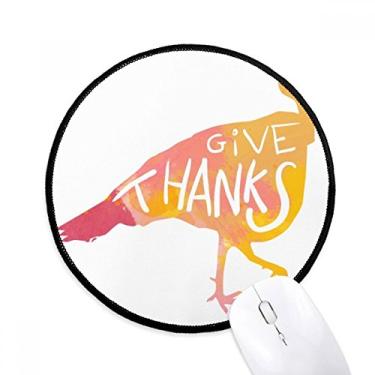 Imagem de DIYthinker Tapete de mouse aquarela dia de ação de graças peru desktop escritório tapete redondo para computador