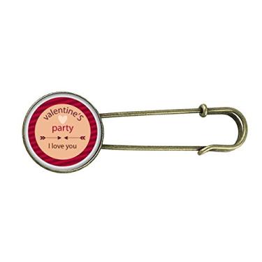 Imagem de Broche de metal retrô de coração com flechas I Love You para festa dos namorados