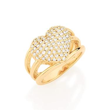 Imagem de Anel folheado a ouro coração com zircônias Rommanel (22, Zircônia)