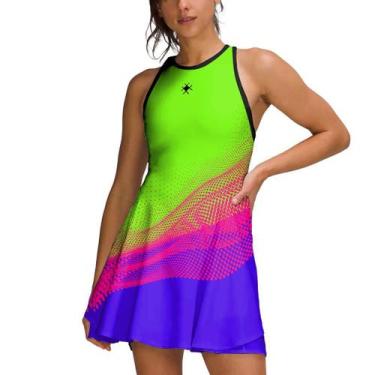 Imagem de Vestido Beach Tennis C/ Shorts Verde Rosa Beachwear - Alive