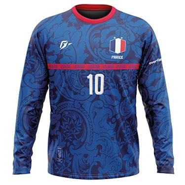Imagem de Camiseta Manga Longa Filtro UV França Copa Torcedor Retrô Les Bleus