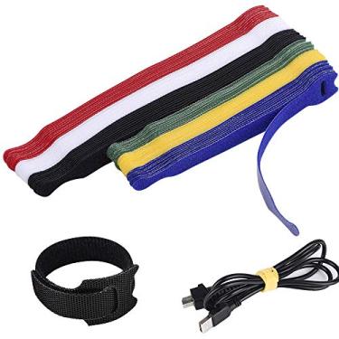 Imagem de 60 peças de abraçadeiras reutilizáveis premium multicoloridas, tiras de cabo ajustáveis de nylon, cordão de cabo e microfibra, cordões de presilha de microfibra, gestão de 2 tamanhos