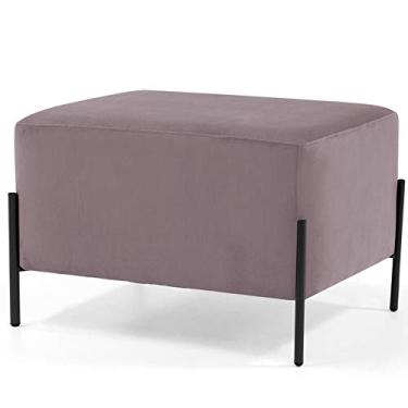 Imagem de Puff Retangular Retangular Status 60x45 D02 Pés de Aço Veludo Rosê C-305 - Lyam Decor