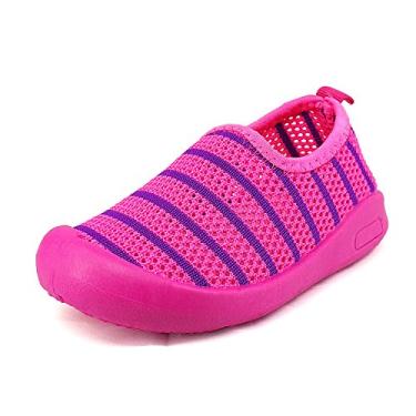 Imagem de OAISNIT Sapatos de caminhada de malha respirável para bebês meninos e meninas tênis leves antiderrapantes para bebês primeiros caminhantes, 88 listras, pêssego, 21