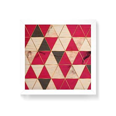 Imagem de Arte Maníacos Quadro decorativo com moldura caixa branca em Madeira - Triangulos Mármore Vermelho - 30x30cm