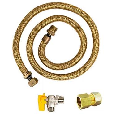 Imagem de conjunto mangueira 3m + 1 registro + adaptador para fogões a gás encanado GN