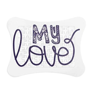 Imagem de My Love Linda citação de escrita à mão, moldura de quebra-cabeça de papel para casa