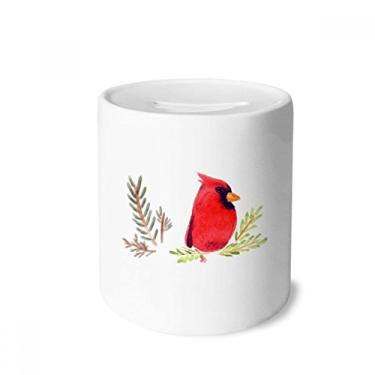 Imagem de DIYthinker Caixa de cerâmica com caixa de dinheiro vermelha de pássaro Magpie, presente de cofrinho