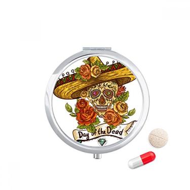 Imagem de Sombrero Suger Crânio México Dia dos Mortos Caixa de Armazenamento de Remédio Dispensador de Remédio