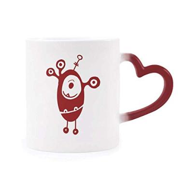 Imagem de Caneca Alien Monster Creature Cyclops sensível ao calor Caneca vermelha que muda de cor