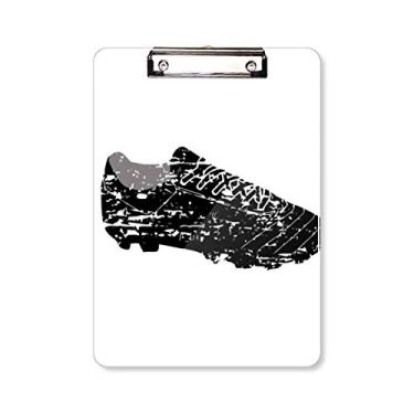 Imagem de Prancheta de futebol preta com padrão de sapatos de futebol, pasta, bloco de notas A4