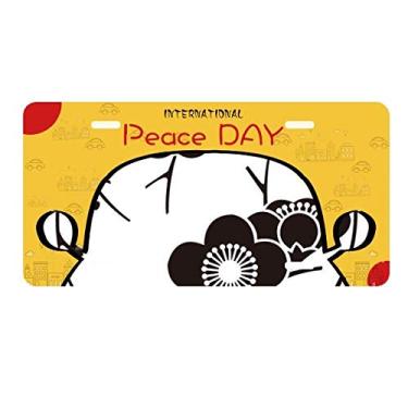 Imagem de DIYthinker Placa de licença japonesa fofa preta Sakura decoração de carro Dia da Paz
