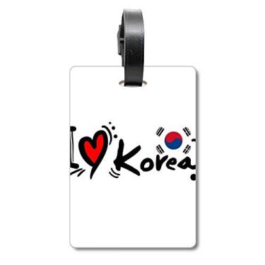 Imagem de I Love Korea Palavra Bandeira Love Heart Ilustration Mala Etiqueta Bagagem Cartão Pendurado Scutcheon Etiqueta