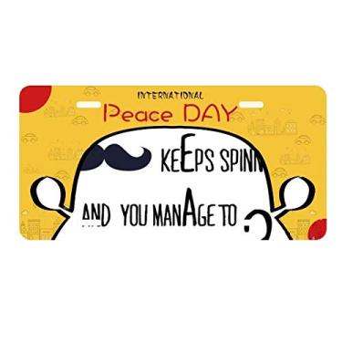 Imagem de DIYthinker Placa de carro com citação famosa Question to Leaders para decoração de carro Dia da Paz