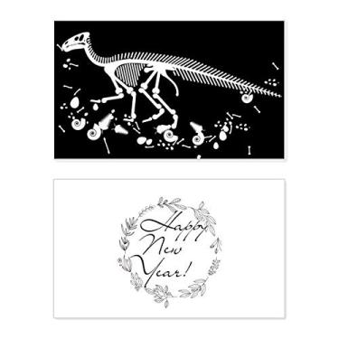 Imagem de Dinosaur Bone Bones Black New Year Festival Cartão de felicitações Bless Message Present
