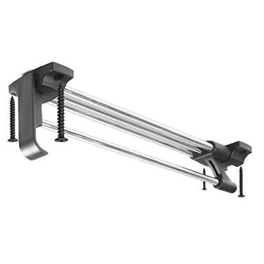 Imagem de Cabide retrátil para pendurar roupas com trilho para móveis ajustáveis para gabinetes, comprimento de 30 cm, capacidade de rolamento, 13 kg, montado sob a prateleira