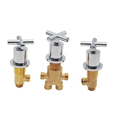 Imagem de Torneira misturadora com interruptores de banheira, válvula de mistura de água fria e quente, latão dividido para massagem, torneira de banheira com controle de 2 ou 3 vias, cabo triplo, núcleo de válvula de cerâmica, cromado