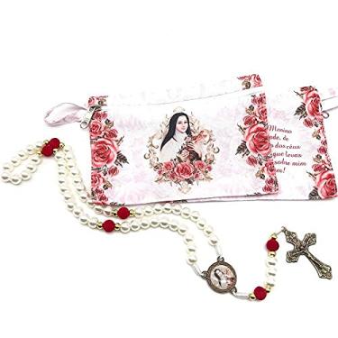 Imagem de Terço Santa Teresinha Floral na Bolsinha com Ziper