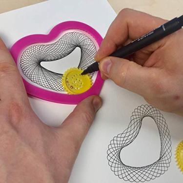 Imagem de Kit 3 Peças Desenhar Espirográfico Modelo Coração Régua Mágica Espirógrafo