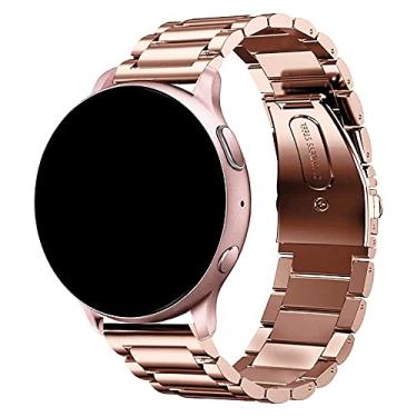 Imagem de Pulseira 20mm Metal 3 Elos compatível com Samsung Galaxy Watch Active 1 e 2 - Galaxy Watch 3 41mm - Galaxy Watch 42mm - Amazfit GTR 42mm - Amazfit GTS - Marca LTIMPORTS (Rose Gold)
