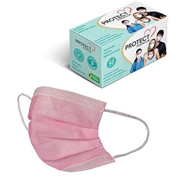 Imagem de Mascara Descartavel Cirurgica Tripla Rosa Kit 50 Und