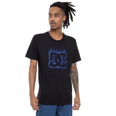 Imagem de Camiseta DC Shoes Blue Flame Masculina - Preto e Azul-Masculino