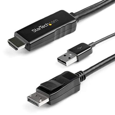 Imagem de StarTech. Cabo adaptador HDMI para DisplayPort de 3 m com alimentação USB – Conversor ativo HDMI 1.4 para DP 1.2 4K 30Hz (HD2DPMM3M), 2,8 m