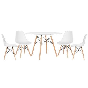 Imagem de Mesa redonda Eames 120 cm + 4 cadeiras Eiffel DSW
