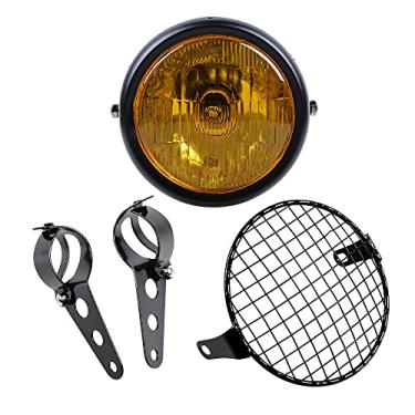 Imagem de Astra Depot Suporte lateral universal para motocicleta vintage retrô âmbar 16,5 cm + capa de malha + kit de suporte