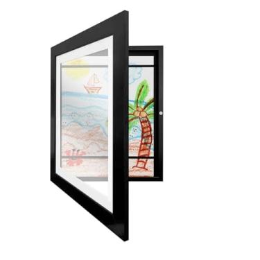 Imagem de Moldura Para Guardar Desenho De Criança Quadro Expor Pintura Folha A4 Infatil Horizontal e Vertical com Armazenamento de Artes Supra Supply (Preto)