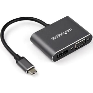 Imagem de StarTech. Adaptador de vídeo multiporta USB C - USB-C para 4K 60Hz DisplayPort 1.2 ou 1080p VGA - USB tipo-C 2 em 1 DP (HBR2 HDR)/conversor de tela VGA - compatível com Thunderbolt 3 (CDP2DPVGA)