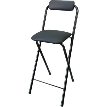 Imagem de Banco de balcão dobrável de 24 polegadas, banco de bar dobrável acolchoado de PU com encosto e apoio para os pés, cozinha, café da manhã, escritório, festa, cadeira de bar dobrável para adul