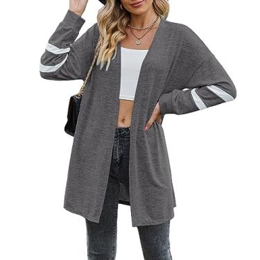 Imagem de Casaco Suéter Feminino, Elegante, Respirável, Manga Comprida, Casual, Midi, Longo, Casaco Macio para Trabalho Em Casa, Encontros (M)