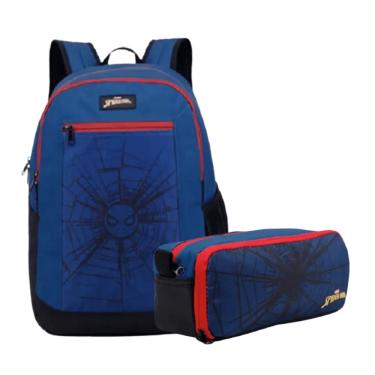 Imagem de Kit Escolar Mochila Homem Aranha Azul c/ Estojo Xeryus