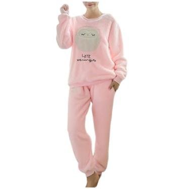 Imagem de TENDYCOCO vestido de dormir para mulheres camisola feminina pijamas femininos camisolas de flanela para mulheres roupa de noite feminina pijama feminino tons de terra definir prato combinado