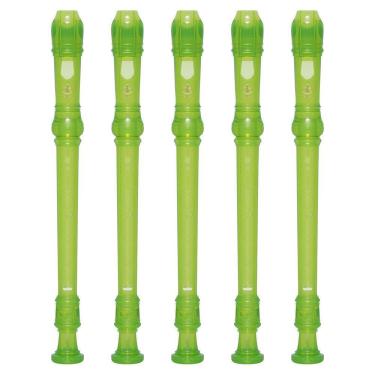 Imagem de Kit 5 Flautas Doce Soprano Barroca Em C YRS-20B Verde Yamaha