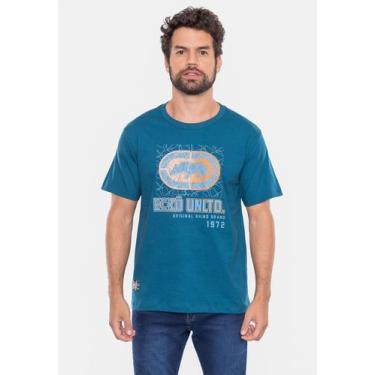 Imagem de Camiseta Ecko Masculina Noise Brand Azul Tempestade