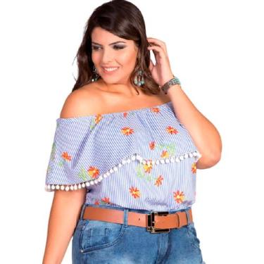 Imagem de Blusa Feminina Ciganinha Plus Size Floral - Manifesto Jeans