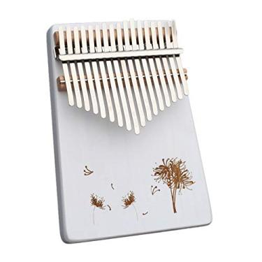 Imagem de Kalimba 17 teclas piano de polegar portátil piano de dedo instrumento marimba com martelo de afinação para amantes de música iniciantes piano brancoB
