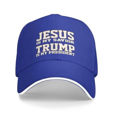 Imagem de Boné de beisebol original 2024 Jesus is My Savior Trump is My President Boné caminhoneiro azul, Azul, G