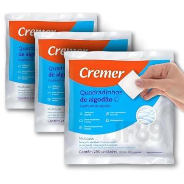 Imagem de Algodão Quadrado Prensado Quadradinho Cremer Sem Perfume 750 Unidades (3 pacotes com 250 unidades)