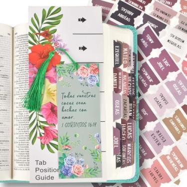 Imagem de Guias de índice da Bíblia Espanhola Novo e Antigo Testamento Design Floral Laminado Fosco, Materiais para Diário da Bíblia - 122 peças (Terra)