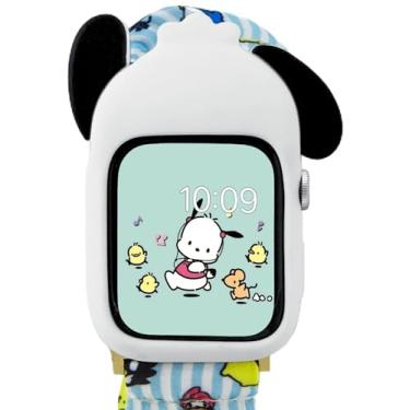 Imagem de Sonix Capa protetora de silicone Sanrio para Apple Watch | Capa protetora de silicone | Compatível com 38 mm/40 mm/41 mm | Pochacco - branca