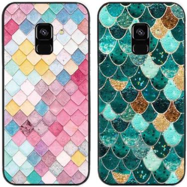 Imagem de 2 peças de capa de telefone traseira de silicone em gel TPU impresso em escalas coloridas para Samsung Galaxy todas as séries (Galaxy A5 2018 / A8 2018)
