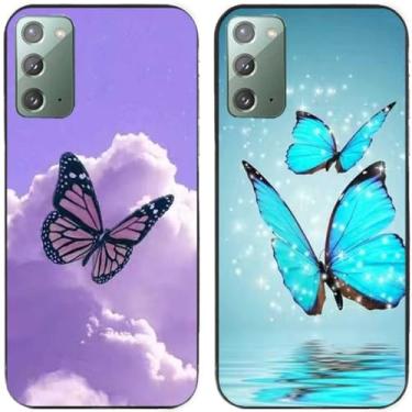 Imagem de 2 peças de capa traseira para celular com estampa de borboleta voando no céu TPU gel silicone para Samsung Galaxy All Series (Galaxy Note 20)