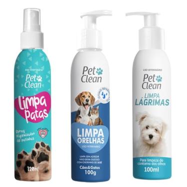 Imagem de Kit Limpa Lágrimas Limpa Patas e Limpa Orelhas para Cães e Gatos Pet Clean Limpeza A Seco