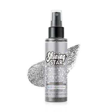 Imagem de MAEPEOR Spray de glitter corporal spray brilhante de longa duração spray de brilho de secagem rápida para roupas de rosto e cabelo corporal (100 ml, prata)